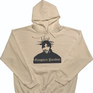 Coolio Hoodie with Gangsters Paradise Design White (Black Design)